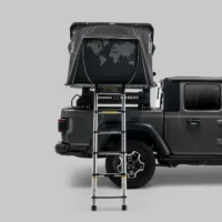 Skycamp 4.0 Duo åpent, sett fra siden med stige