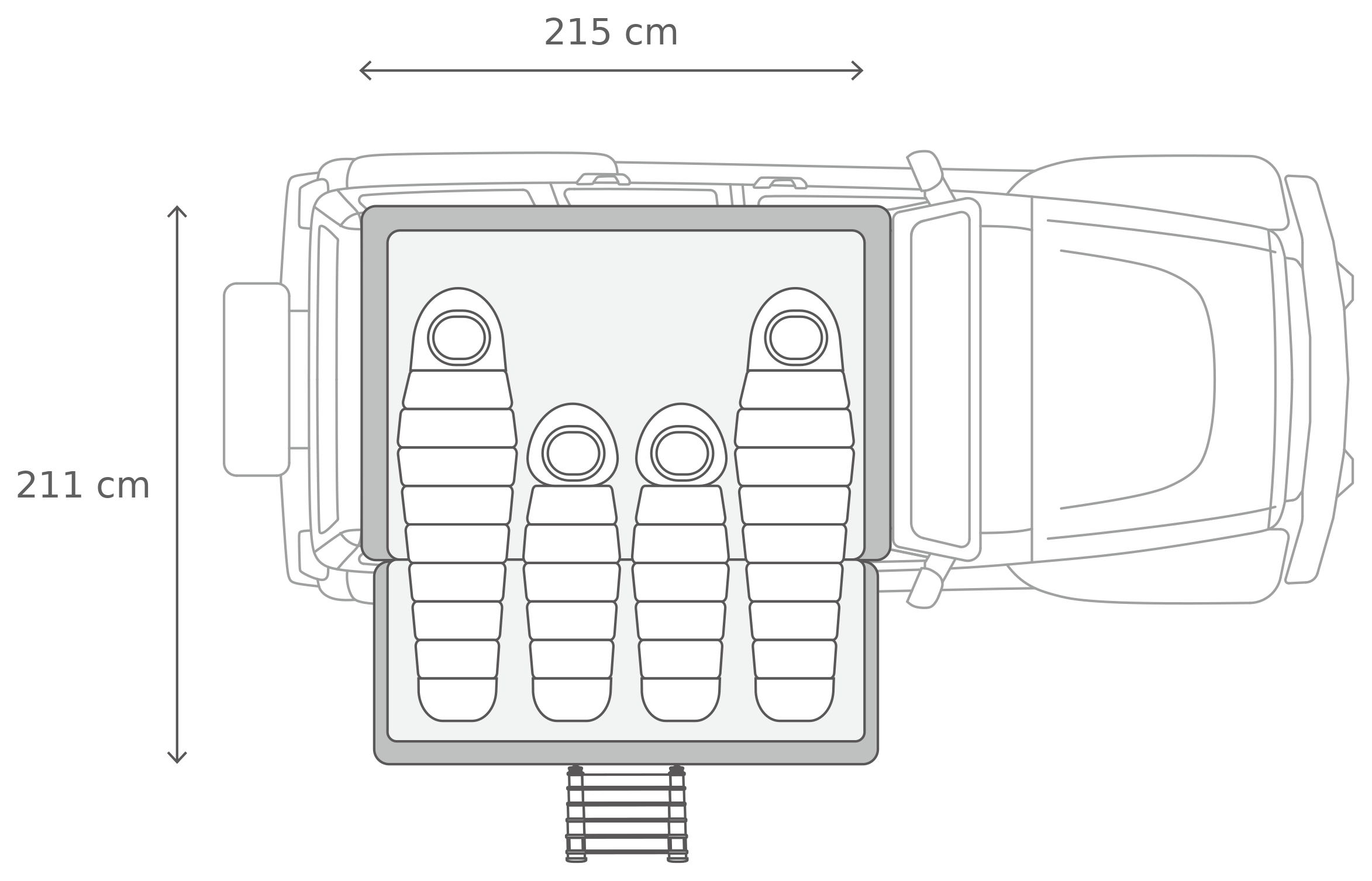 Skycamp 4.0 Quad – Avattuna, ylhäältä (215 x 211 x 131 cm)