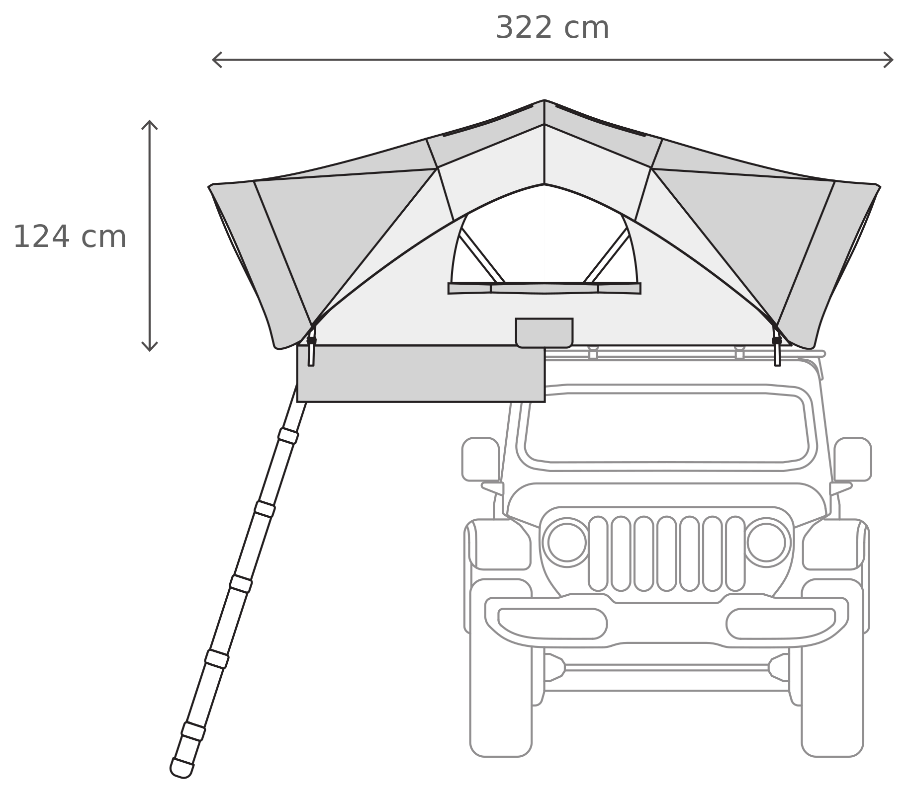 X-Cover 3.0 – Avattuna, edestä (188 x 230 x 124 cm)